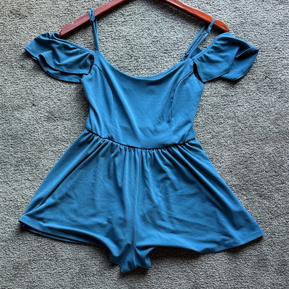 Urban Outfitters Off-Shoulder Blue Romper (read description)